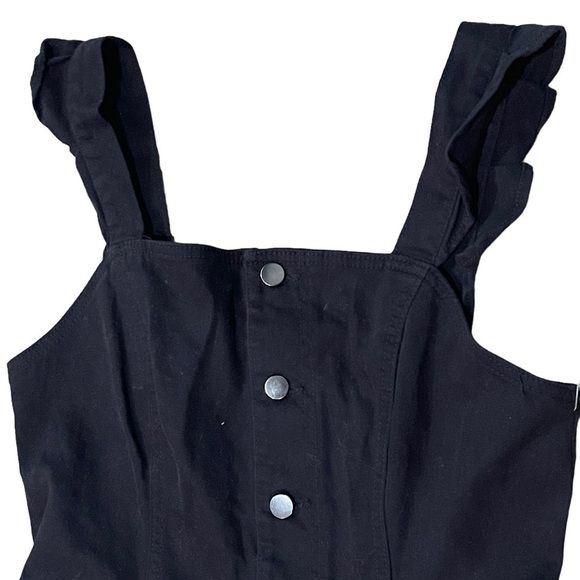 NWT Tinseltown Jumpsuit Overalls Denim Button Up Black Size Large - Picture 3 of 8